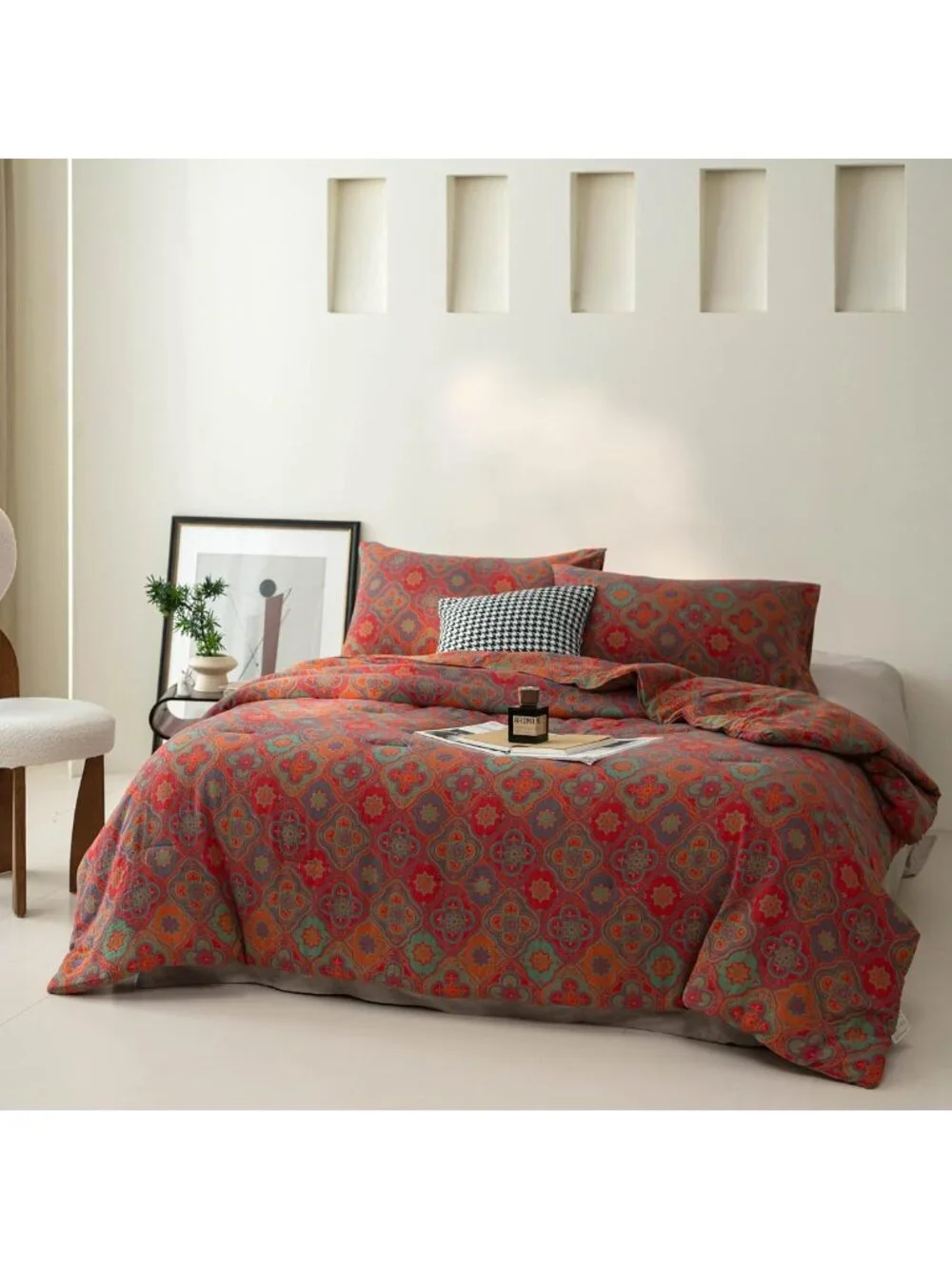 Soft Lightweight 100% Cotton Muslin Comforter Set, Rustic Floral Print